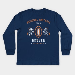 Cool Modern Denver Broncos Sunday Football Team Crest Tailgate Party Kids Long Sleeve T-Shirt